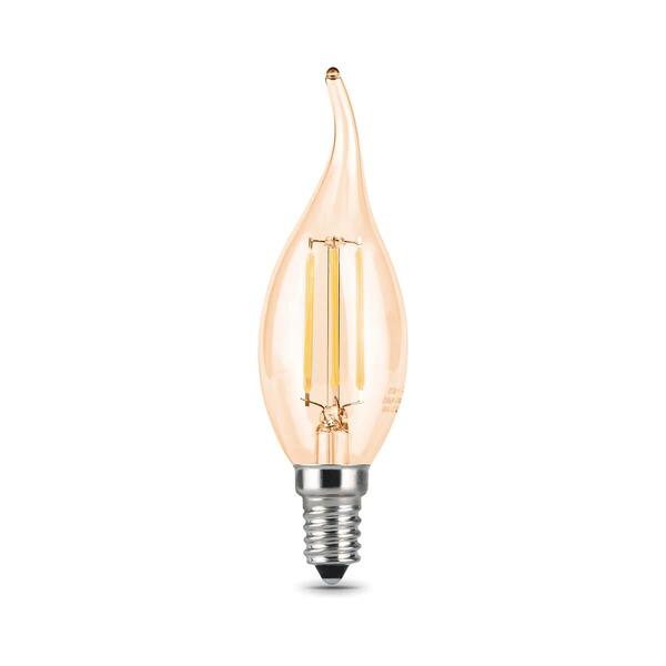 Лампа светодиодная филаментная Gauss E14 5W 4100K золотая 104801805